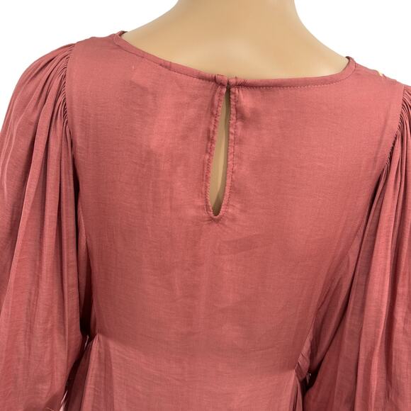 Anthropologie Dolan Pink Rose Embroidered Half Sleeve Top - Picture 10 of 13
